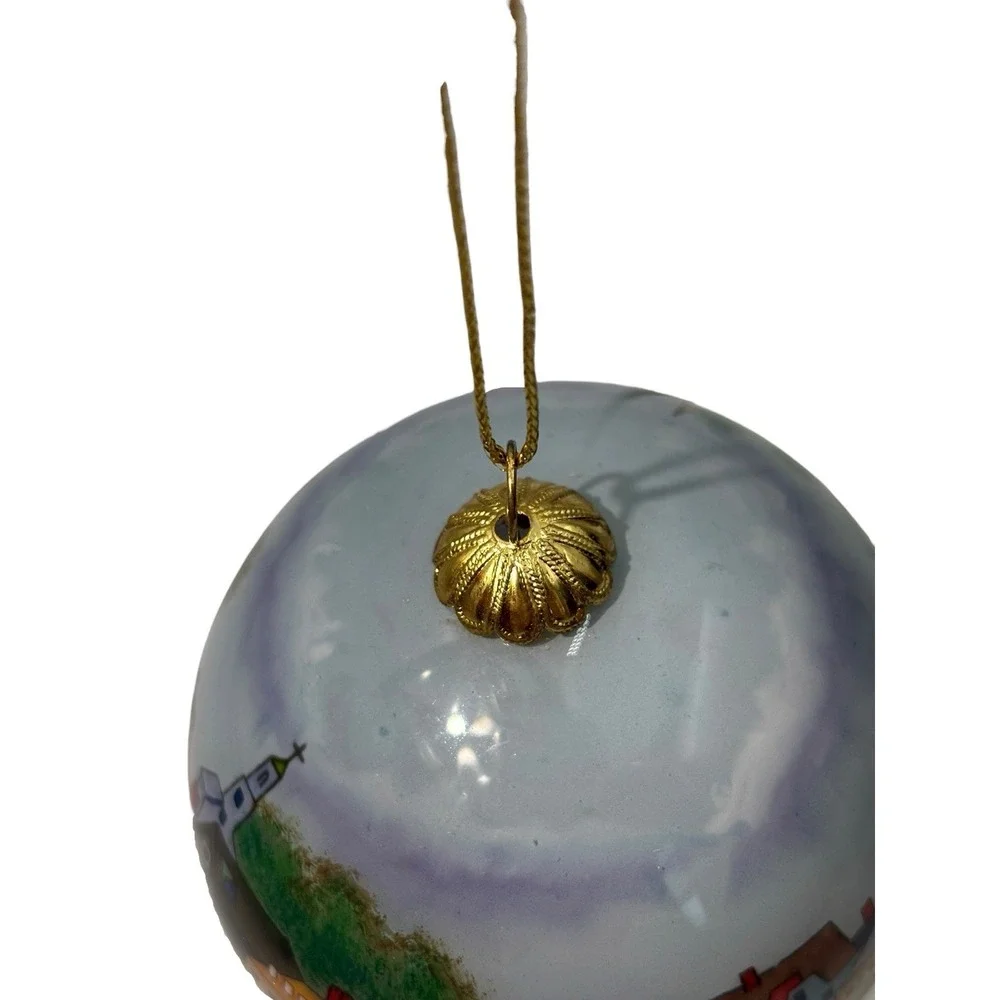 Marsha York Hand Blown & Eglomise Hand Painted XMas Ornament - Portsmouth, NH